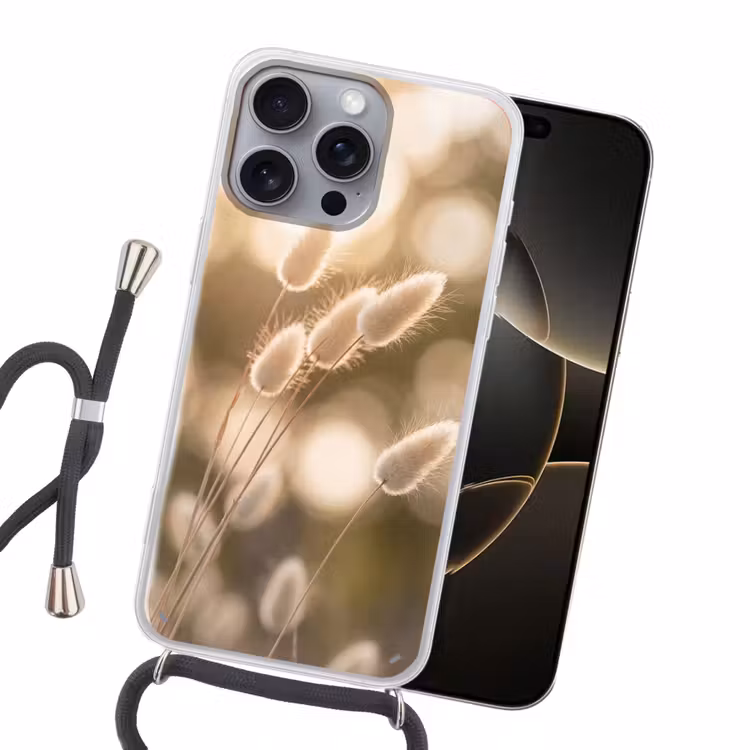 Hazestaartgras - Wit - Zonlicht Hoesje iPhone 16 Pro Max met koord klein -sfeer1