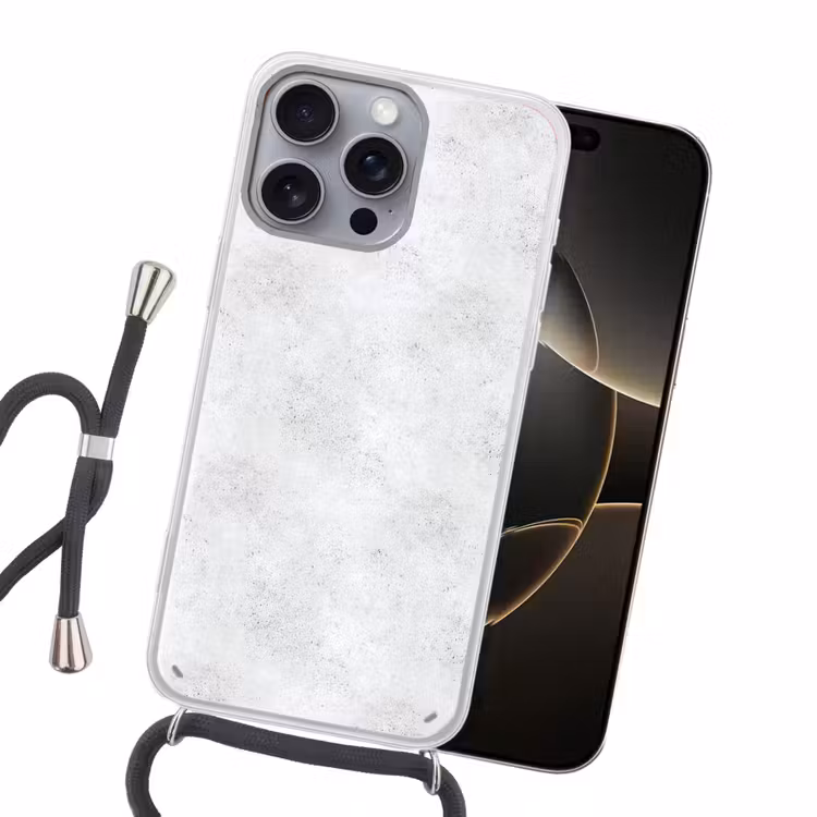 Lichtgrijs - Betonstructuur - Subtiel Hoesje iPhone 16 Pro Max met koord klein 804 -sfeer1