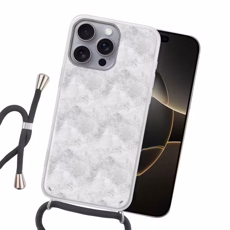 Lichtgrijs - Ruw - Subtiel Hoesje iPhone 16 Pro Max met koord klein 804 -sfeer1