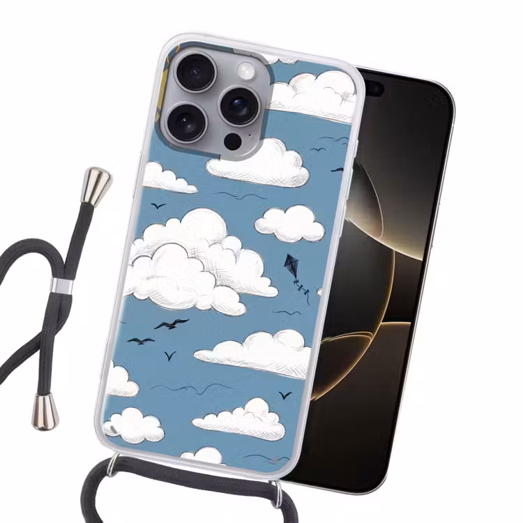 Lucht - Zon - Wolken - Natuur - Blauw Hoesje iPhone 16 Pro Max met koord klein -sfeer1