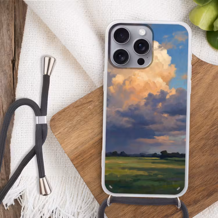 Lucht - Wolken - Landschap - Modern - Oranje Hoesje iPhone 16 Pro Max met koord klein -sfeer4