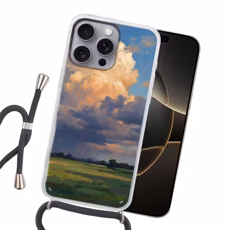 Lucht - Wolken - Landschap - Modern - Oranje Hoesje iPhone 16 Pro Max met koord klein -sfeer1