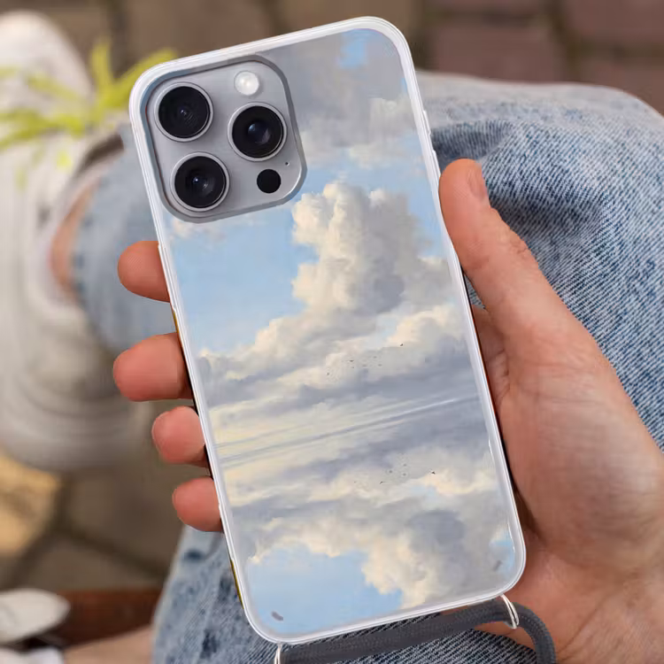 Lucht - Wolken - Natuur - Klassiek - Blauw Hoesje iPhone 16 Pro Max met koord klein -sfeer3