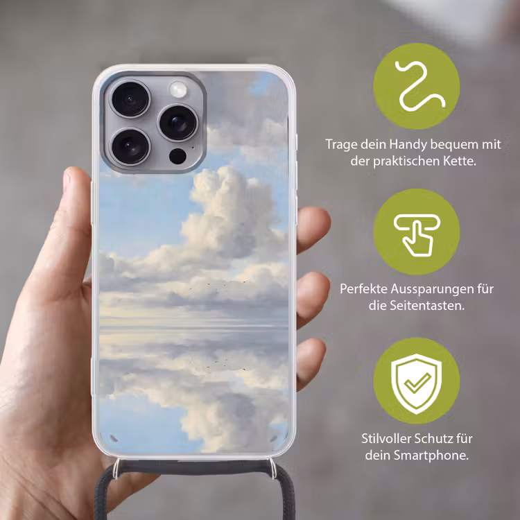 Lucht - Wolken - Natuur - Klassiek - Blauw Hoesje iPhone 16 Pro Max met koord klein -sfeer2_DE