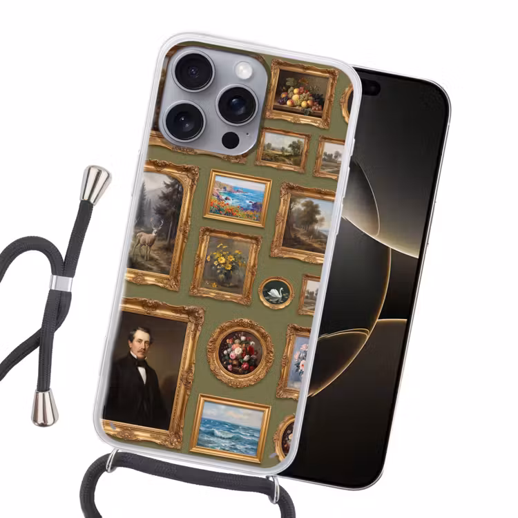 Hert - Bos - Natuur - Klassiek - Dieren Hoesje iPhone 16 Pro Max met koord klein -sfeer1