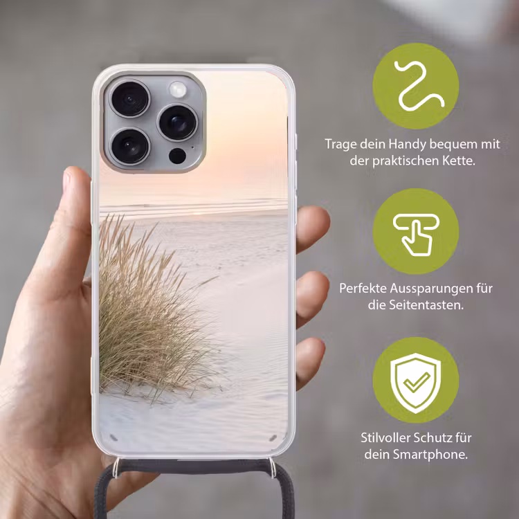 Horizon - Duinlandschap - Zand Hoesje iPhone 16 Pro Max met koord klein -sfeer2_DE