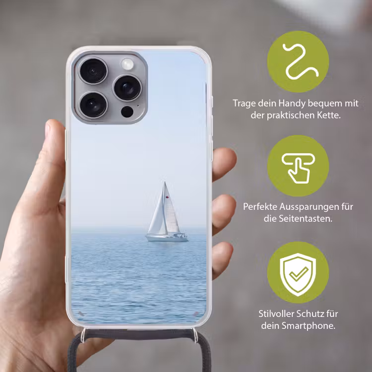 Horizon - Zeilboot - Zee Hoesje iPhone 16 Pro Max met koord klein -sfeer2_DE