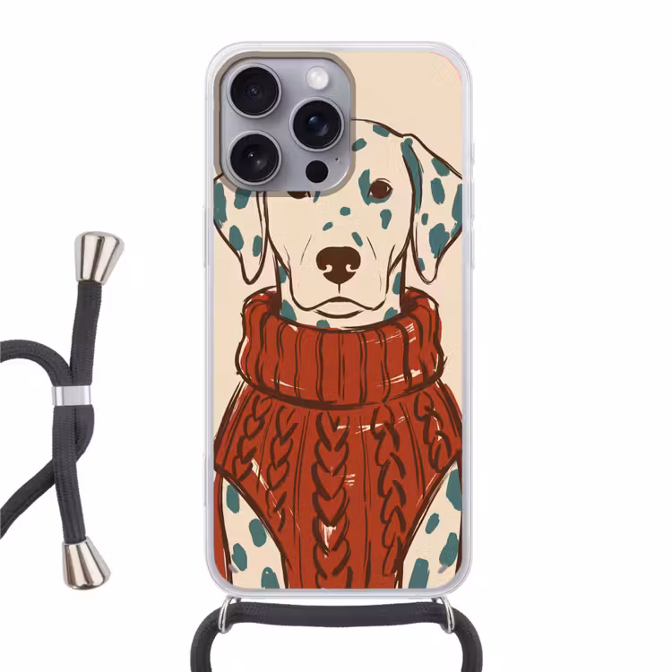 Hond - Trui - Winter - Dieren - Rood Hoesje iPhone 16 Pro Max met koord klein -3d