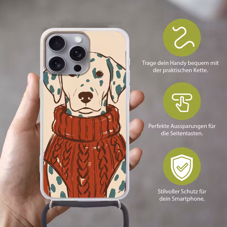 Hond - Trui - Winter - Dieren - Rood Hoesje iPhone 16 Pro Max met koord klein -sfeer2_DE