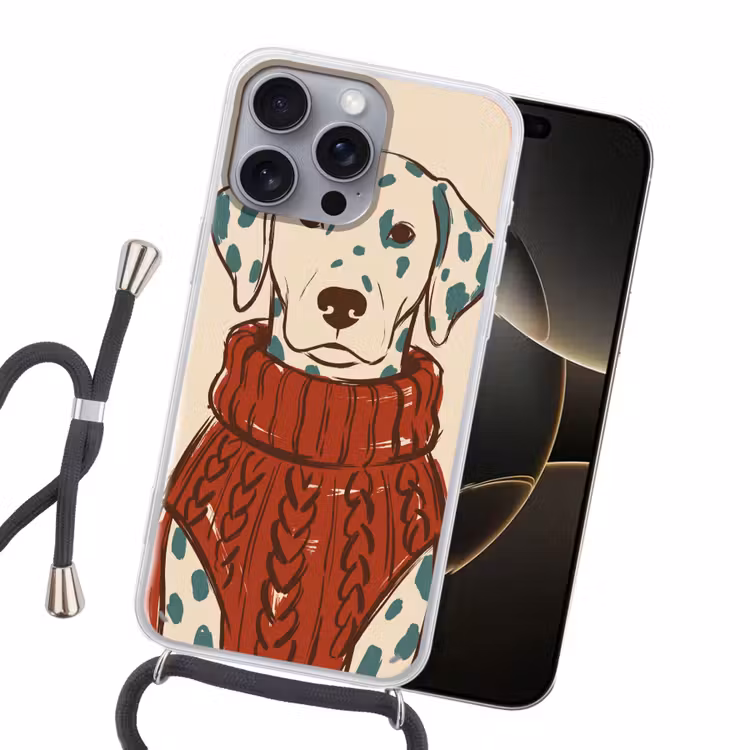 Hond - Trui - Winter - Dieren - Rood Hoesje iPhone 16 Pro Max met koord klein -sfeer1