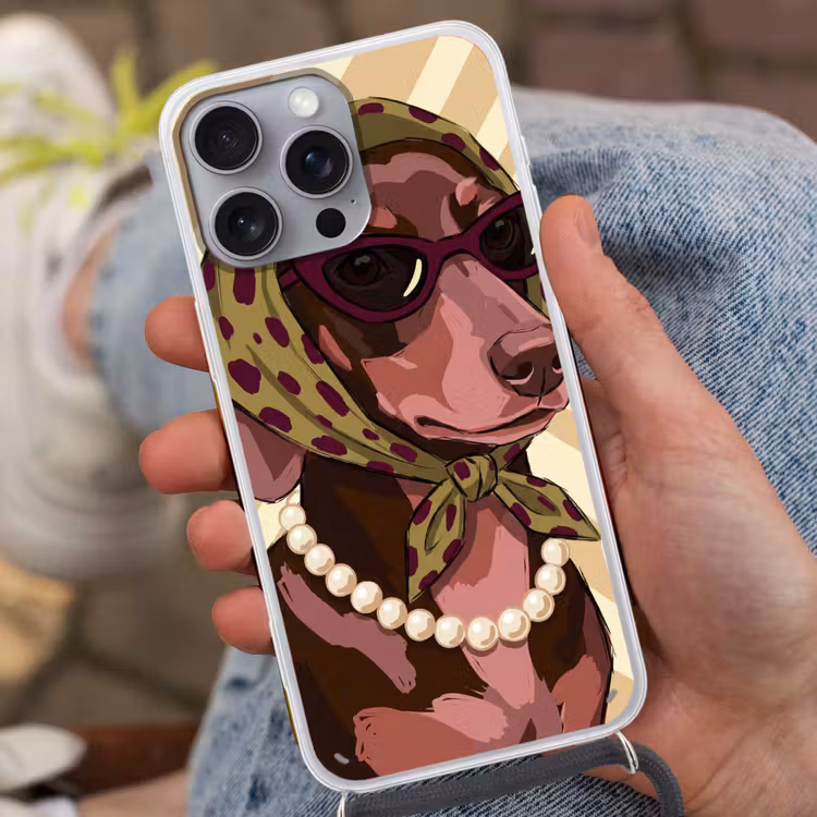 Hond - Zonnebril - Hoofddoek - Dieren - Modern Hoesje iPhone 16 Pro Max met koord klein -sfeer3