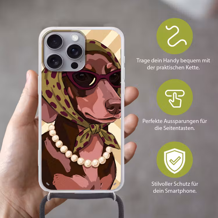 Hond - Zonnebril - Hoofddoek - Dieren - Modern Hoesje iPhone 16 Pro Max met koord klein -sfeer2_DE