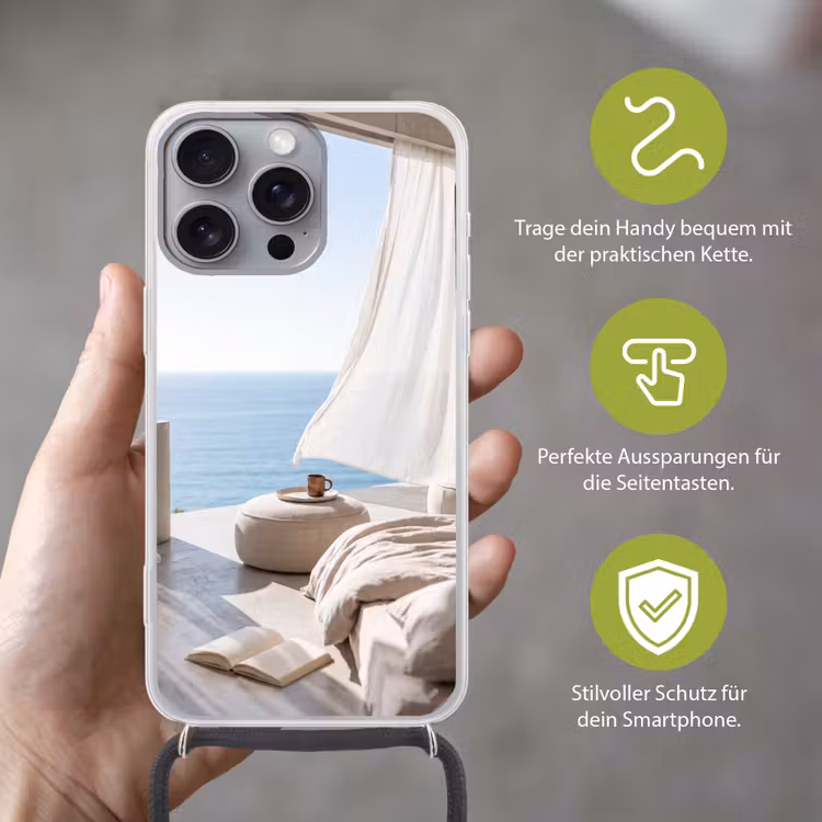 Interieur - Zeezicht - Modern - Rust - Beige Hoesje iPhone 16 Pro Max met koord klein -sfeer2_DE