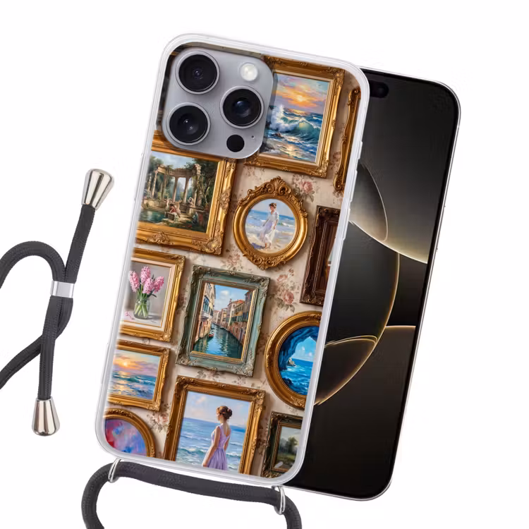 Interieur - Kunst - Collectie - Klassiek - Goud Hoesje iPhone 16 Pro Max met koord klein -sfeer1
