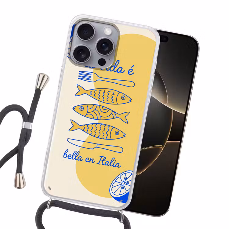 Italië - Eten - Citroen - Vis - Grafisch Hoesje iPhone 16 Pro Max met koord klein -sfeer1