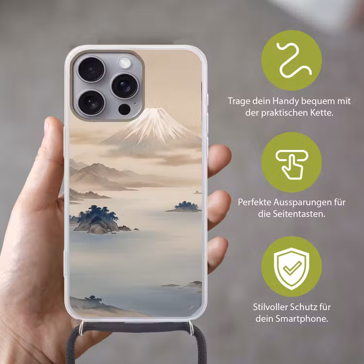 Japans - Landschap - Beige Hoesje iPhone 16 Pro Max met koord klein -sfeer2_DE