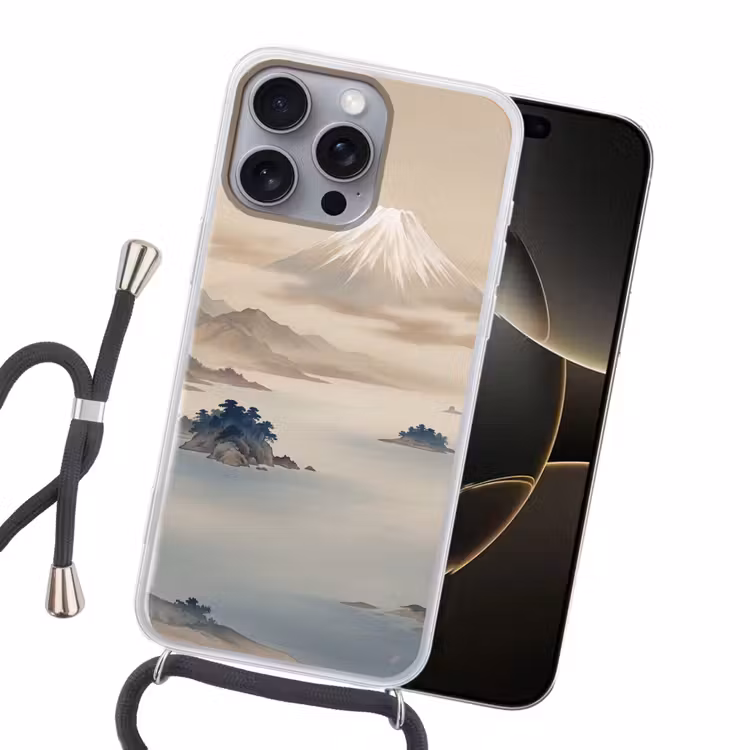 Japans - Landschap - Beige Hoesje iPhone 16 Pro Max met koord klein -sfeer1