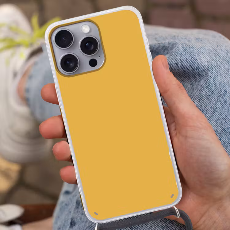 Joyful - Mustard - Geel Hoesje iPhone 16 Pro Max met koord klein 804 -sfeer3