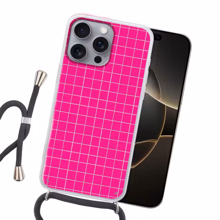 Tegels - Vierkant - Fuchsia Hoesje iPhone 16 Pro Max met koord klein 804 -sfeer1