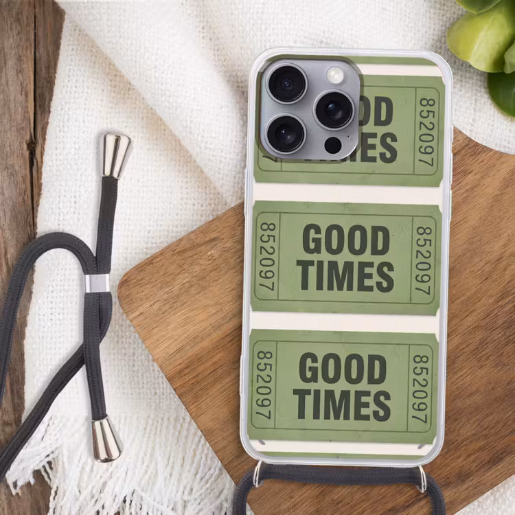 Kaartje - Vintage - Groen - Evenement - Collectie Hoesje iPhone 16 Pro Max met koord klein -sfeer4