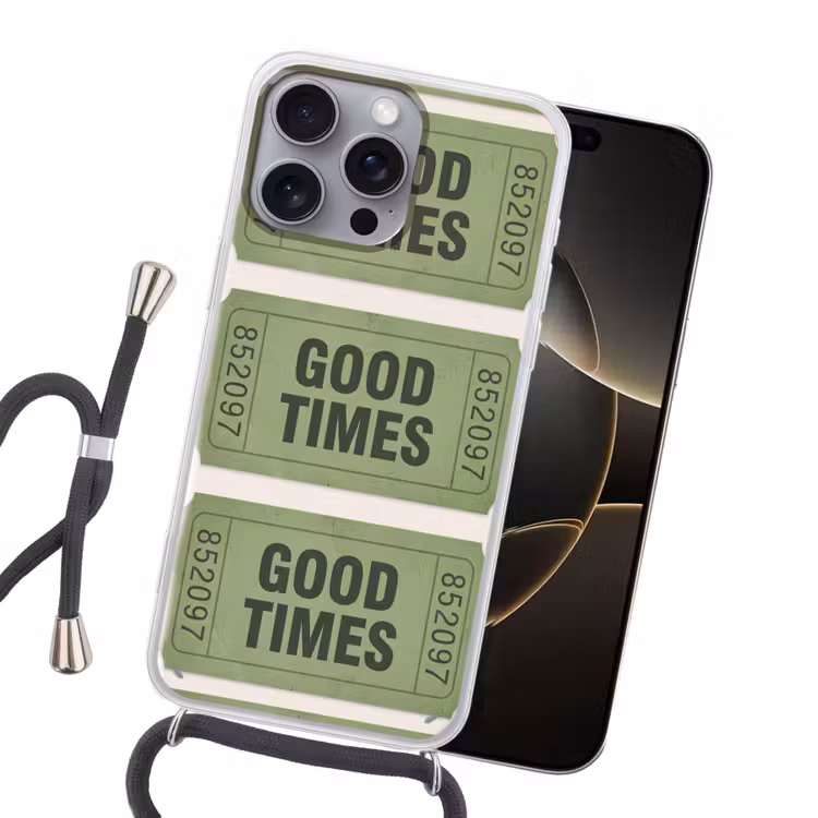 Kaartje - Vintage - Groen - Evenement - Collectie Hoesje iPhone 16 Pro Max met koord klein -sfeer1