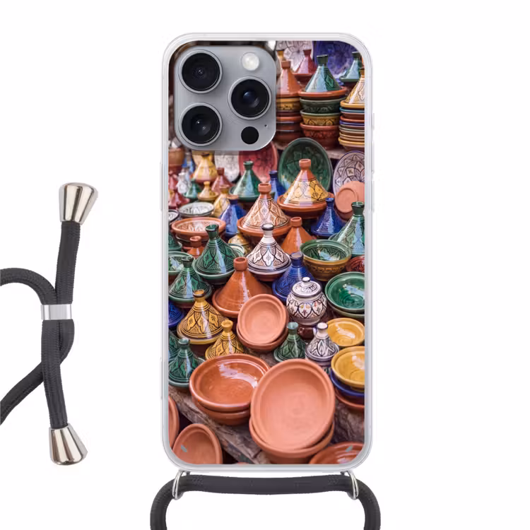 Handyhülle mit Band - Keramik – Bunt – Muster - Aardewerk - Kleurrijk - Patroon Hoesje iPhone 16 Pro Max met koord klein