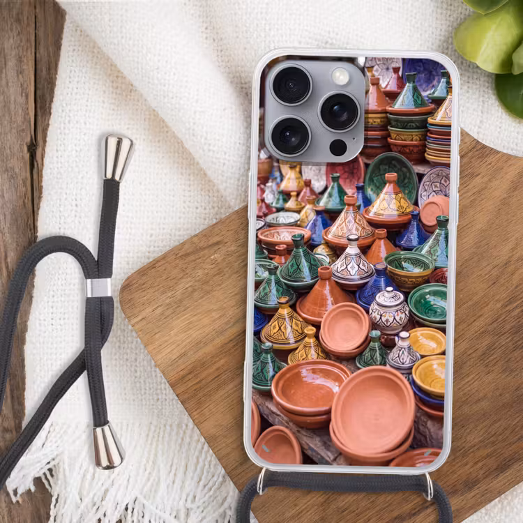 Handyhülle mit Band - Keramik – Bunt – Muster - Aardewerk - Kleurrijk - Patroon Hoesje iPhone 16 Pro Max met koord klein