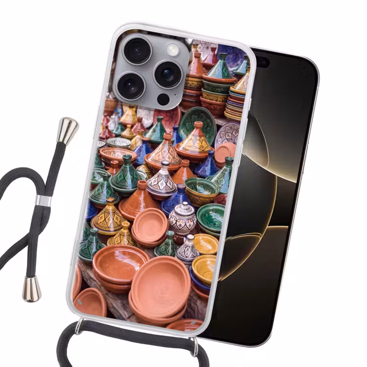 Handyhülle mit Band - Keramik – Bunt – Muster - Aardewerk - Kleurrijk - Patroon Hoesje iPhone 16 Pro Max met koord klein