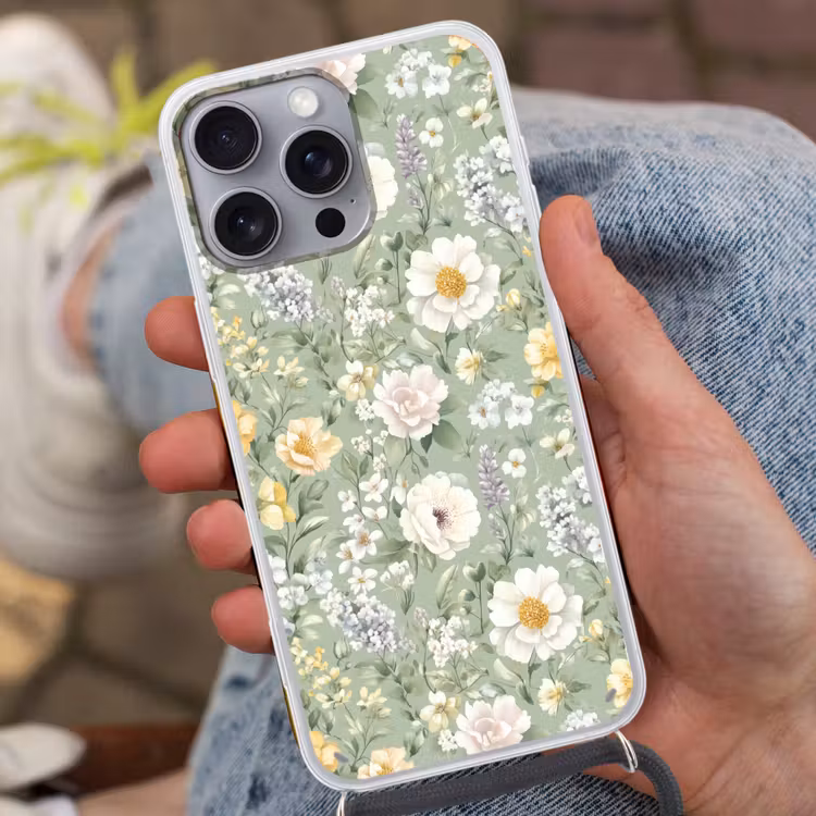 Klassiek - Bloemenpatroon - Kleurrijk Hoesje iPhone 16 Pro Max met koord klein 804 -sfeer3