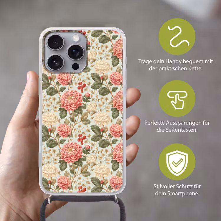 Klassiek - Botanisch - Veelkleurig Hoesje iPhone 16 Pro Max met koord klein 804 -sfeer2_DE