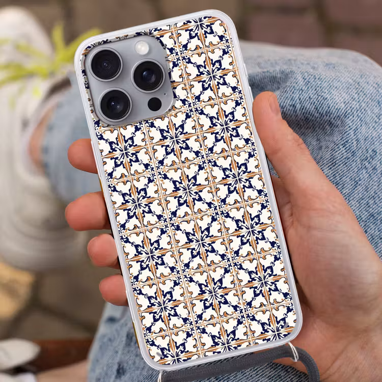 Klassiek - Patroon - Kleurrijk Hoesje iPhone 16 Pro Max met koord klein 804 -sfeer3