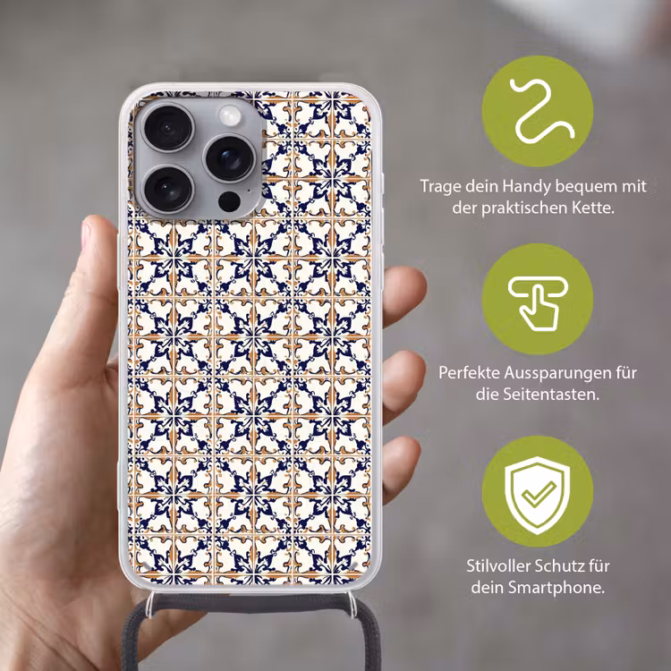 Klassiek - Patroon - Kleurrijk Hoesje iPhone 16 Pro Max met koord klein 804 -sfeer2_DE