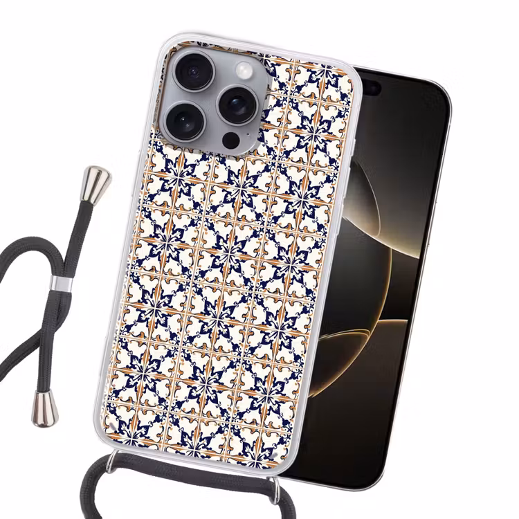 Klassiek - Patroon - Kleurrijk Hoesje iPhone 16 Pro Max met koord klein 804 -sfeer1