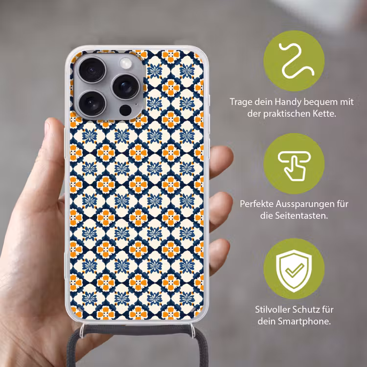Klassiek - Geometrisch - Blauw Hoesje iPhone 16 Pro Max met koord klein 804 -sfeer2_DE