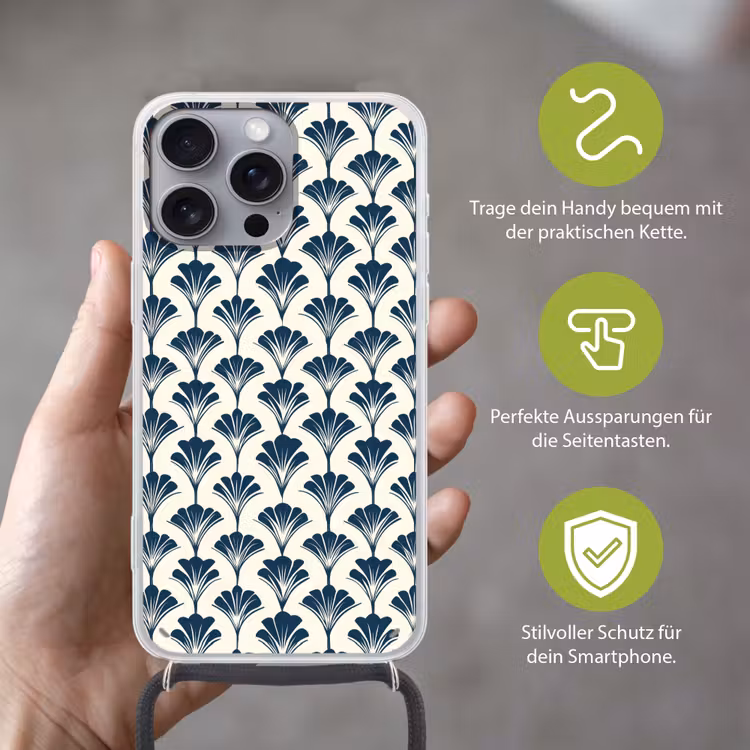 Klassiek - Motief - Blauw Hoesje iPhone 16 Pro Max met koord klein 804 -sfeer2_DE