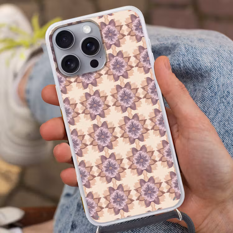 Klassiek - Patroon - Paars Hoesje iPhone 16 Pro Max met koord klein 804 -sfeer3