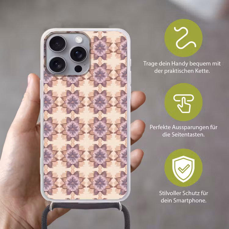 Klassiek - Patroon - Paars Hoesje iPhone 16 Pro Max met koord klein 804 -sfeer2_DE