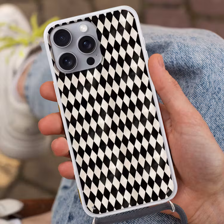 Klassiek - Patroon - Zwart Hoesje iPhone 16 Pro Max met koord klein 804 -sfeer3