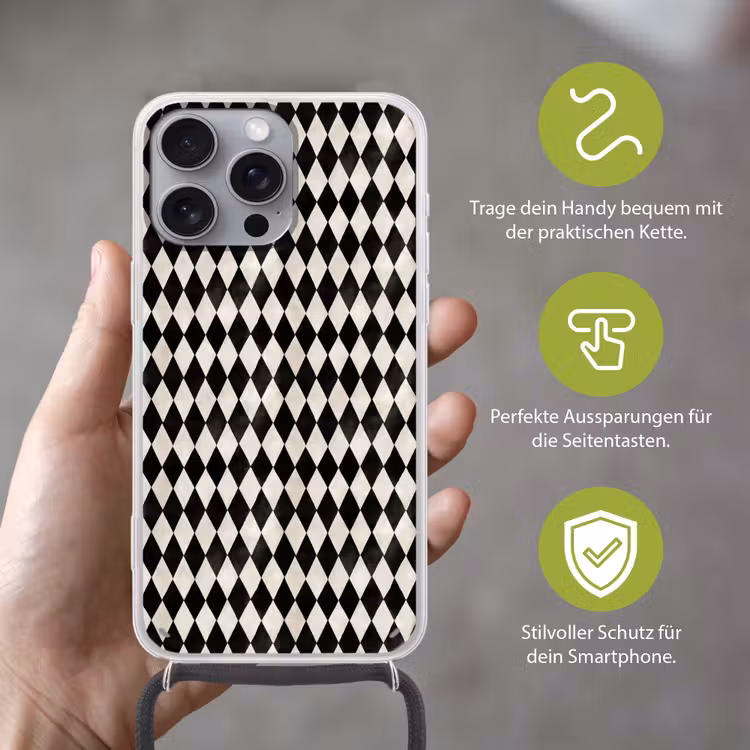 Klassiek - Patroon - Zwart Hoesje iPhone 16 Pro Max met koord klein 804 -sfeer2_DE