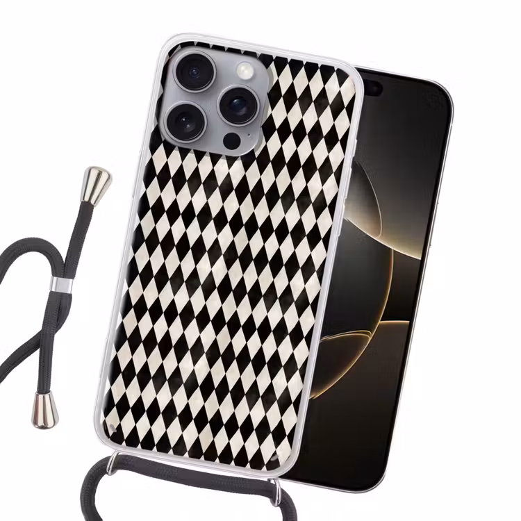 Klassiek - Patroon - Zwart Hoesje iPhone 16 Pro Max met koord klein 804 -sfeer1