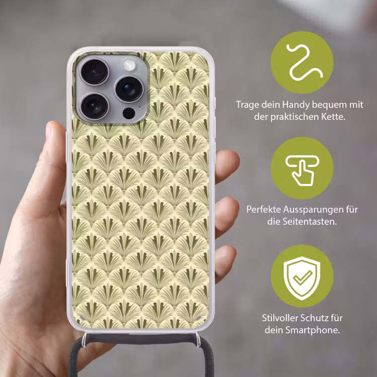 Klassiek - Waaier - Groen Hoesje iPhone 16 Pro Max met koord klein 804 -sfeer2_DE