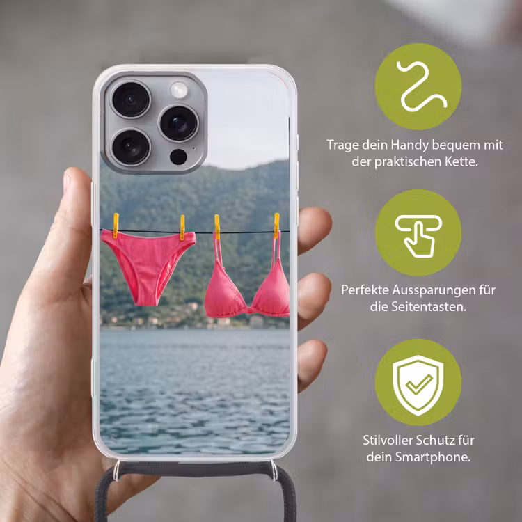 Kleding - Badkleding - Waslijn - Zomer - Roze Hoesje iPhone 16 Pro Max met koord klein -sfeer2_DE