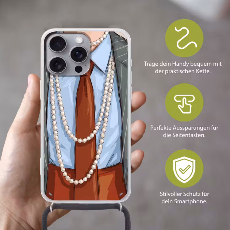 Kleding - Strik - Parels - Klassiek - Mode Hoesje iPhone 16 Pro Max met koord klein -sfeer2_DE