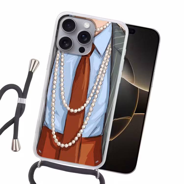 Kleding - Strik - Parels - Klassiek - Mode Hoesje iPhone 16 Pro Max met koord klein -sfeer1