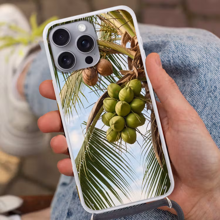 Kokosnoot - Boom - Tropisch - Natuur - Groen Hoesje iPhone 16 Pro Max met koord klein -sfeer3