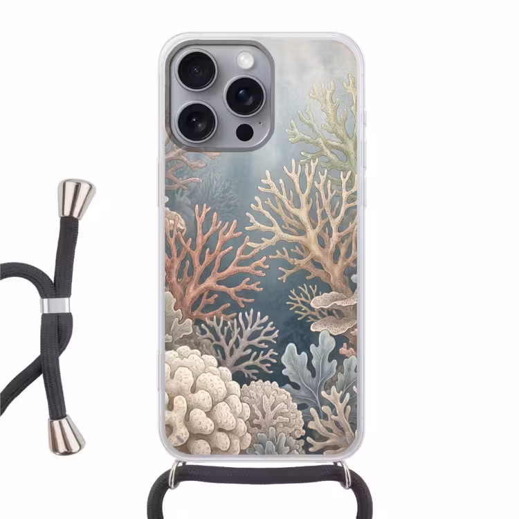 Koraal - Zeeleven - Onderwater - Illustratie - Natuur Hoesje iPhone 16 Pro Max met koord klein -3d