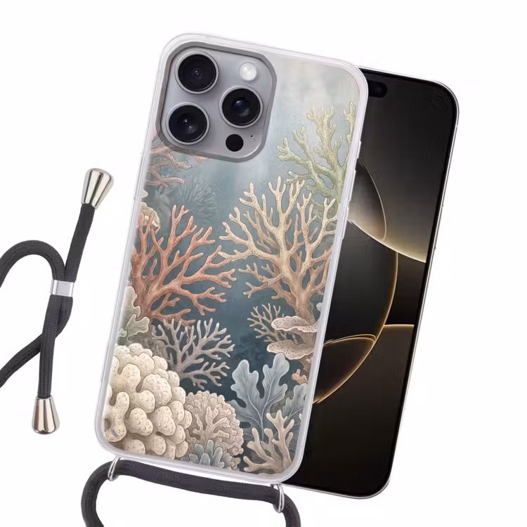 Koraal - Zeeleven - Onderwater - Illustratie - Natuur Hoesje iPhone 16 Pro Max met koord klein -sfeer1