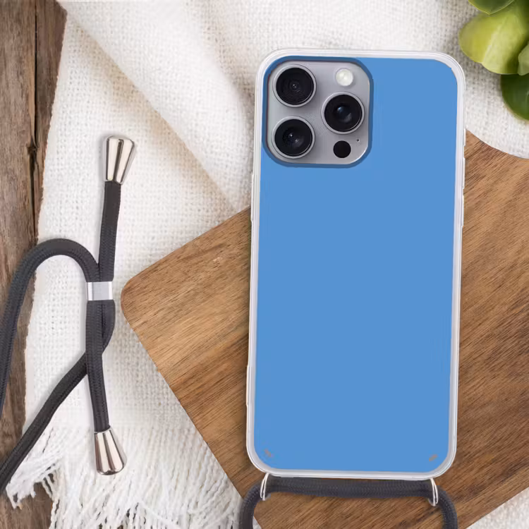 Cornflower - Blue - Blauw Hoesje iPhone 16 Pro Max met koord klein 804 -sfeer4