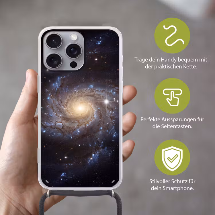 Kosmos - Sterrenstelsel - Donker Hoesje iPhone 16 Pro Max met koord klein -sfeer2_DE