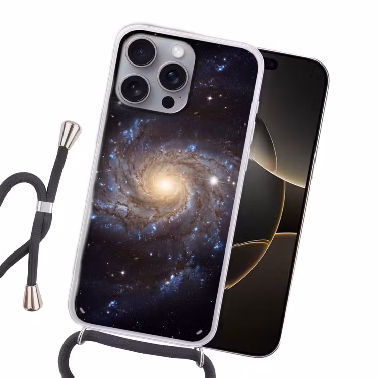 Kosmos - Sterrenstelsel - Donker Hoesje iPhone 16 Pro Max met koord klein -sfeer1